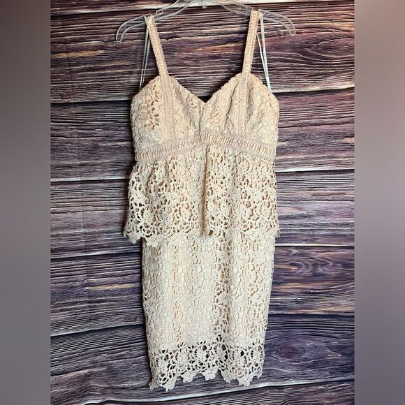 J.O.A Los Angeles Ruffle Lace Body con Blush color Dress. Size Small. - Picture 5 of 13